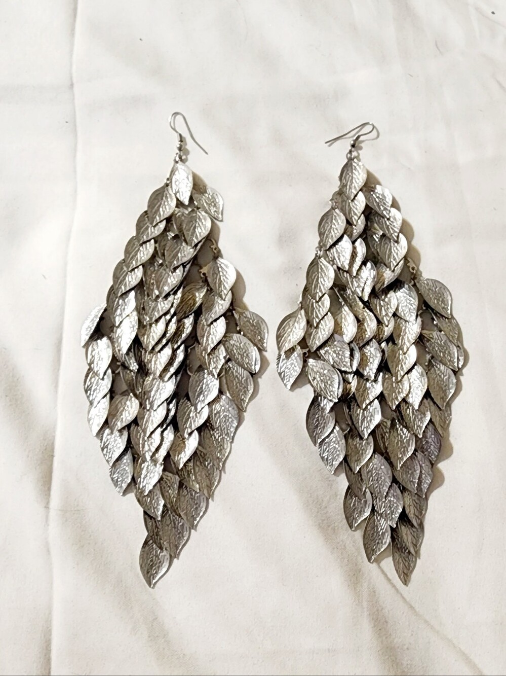 Bebe Silver Leaf Cascade Dangle Earrings - Women Jewelry